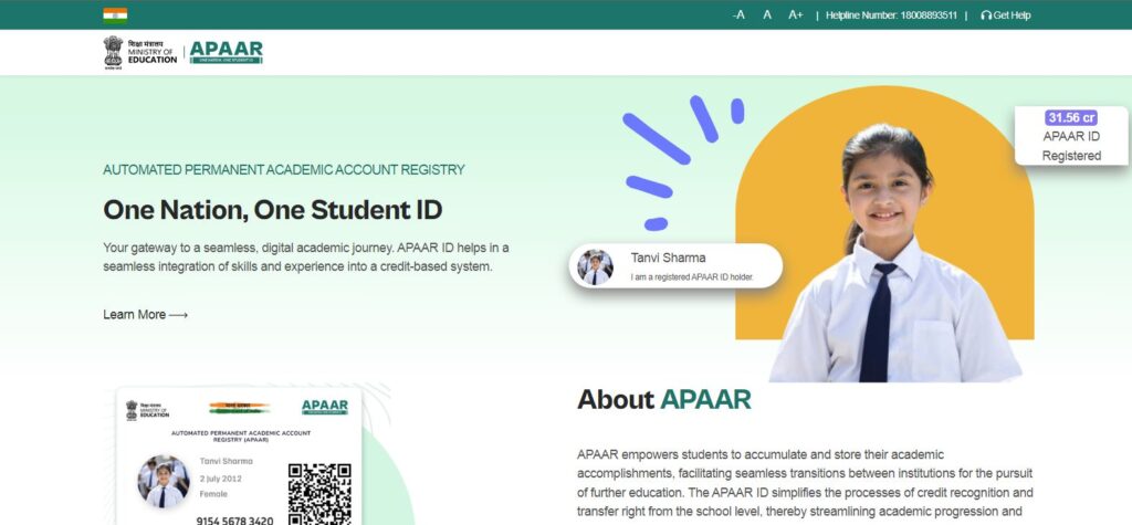 Apaar ID website